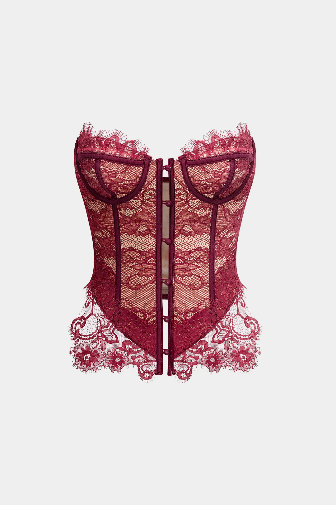 Lace Button Strapless Tube Top - Weenar