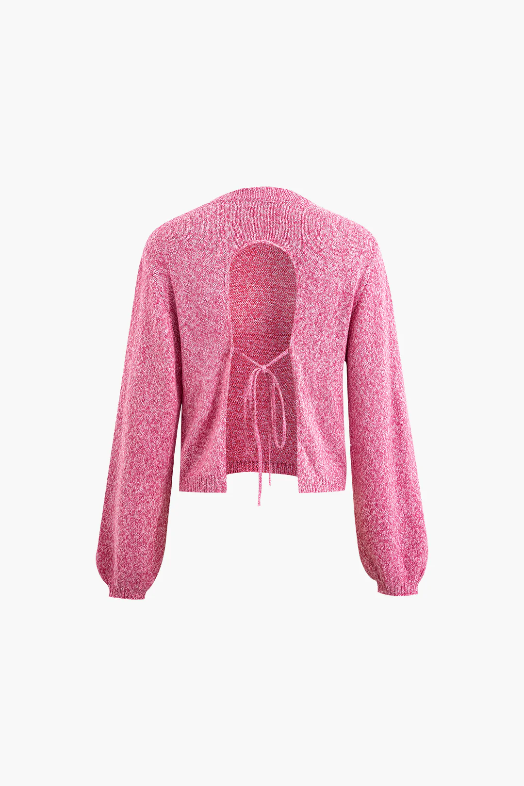 Knit Tie-Up Backless Long-Sleeve Top - Weenar