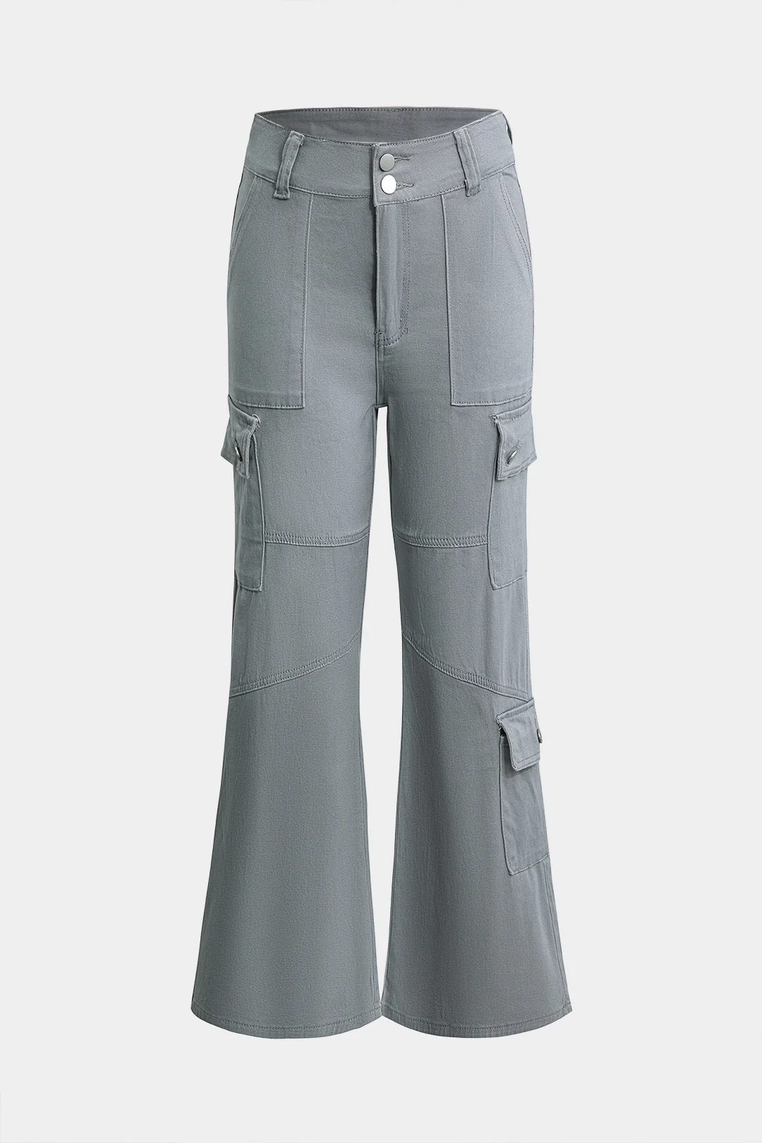 Denim Multi-Pocket High-Waist Flared Pants - Weenar