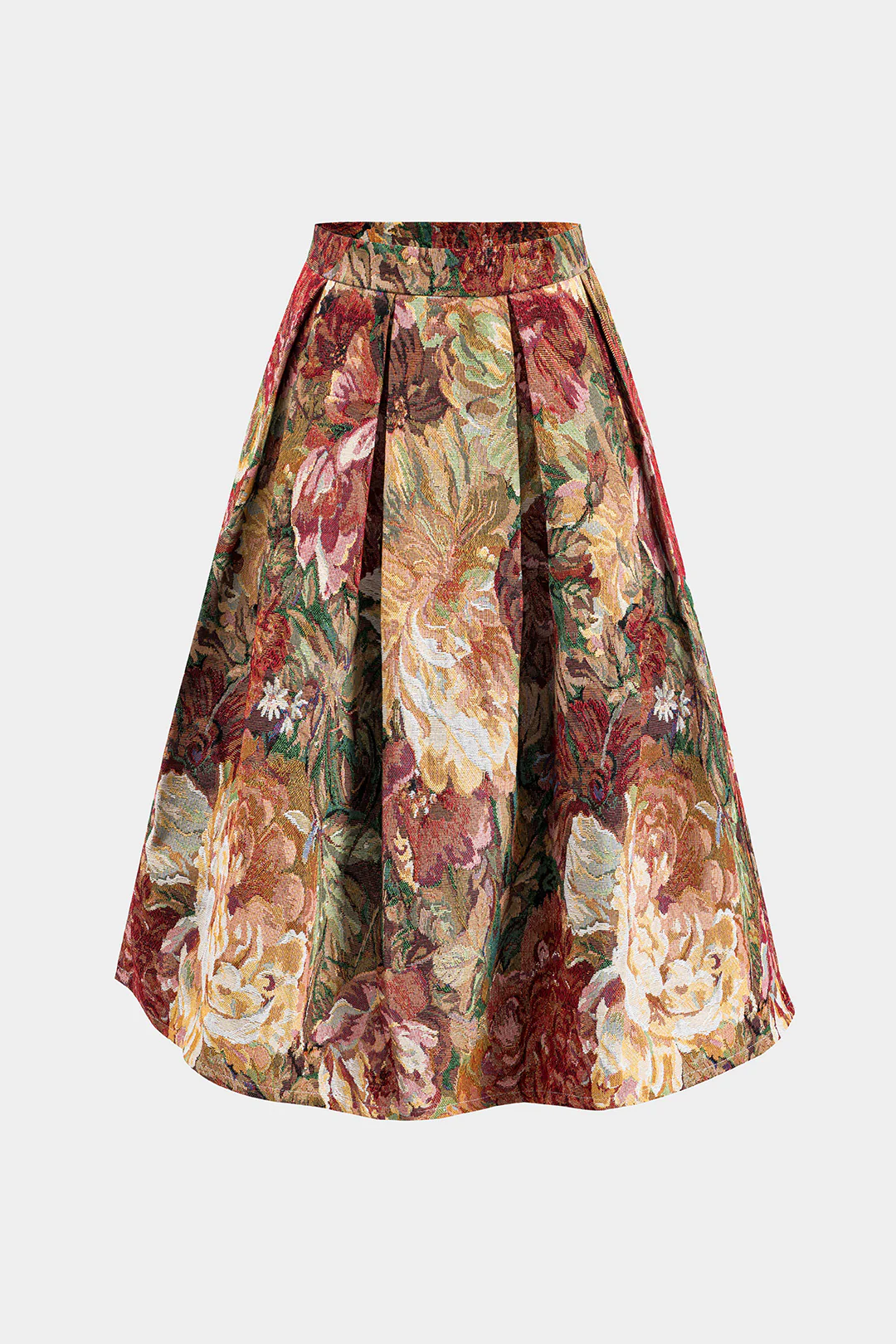 Jacquard Pleated High Waist Skirt - Weenar