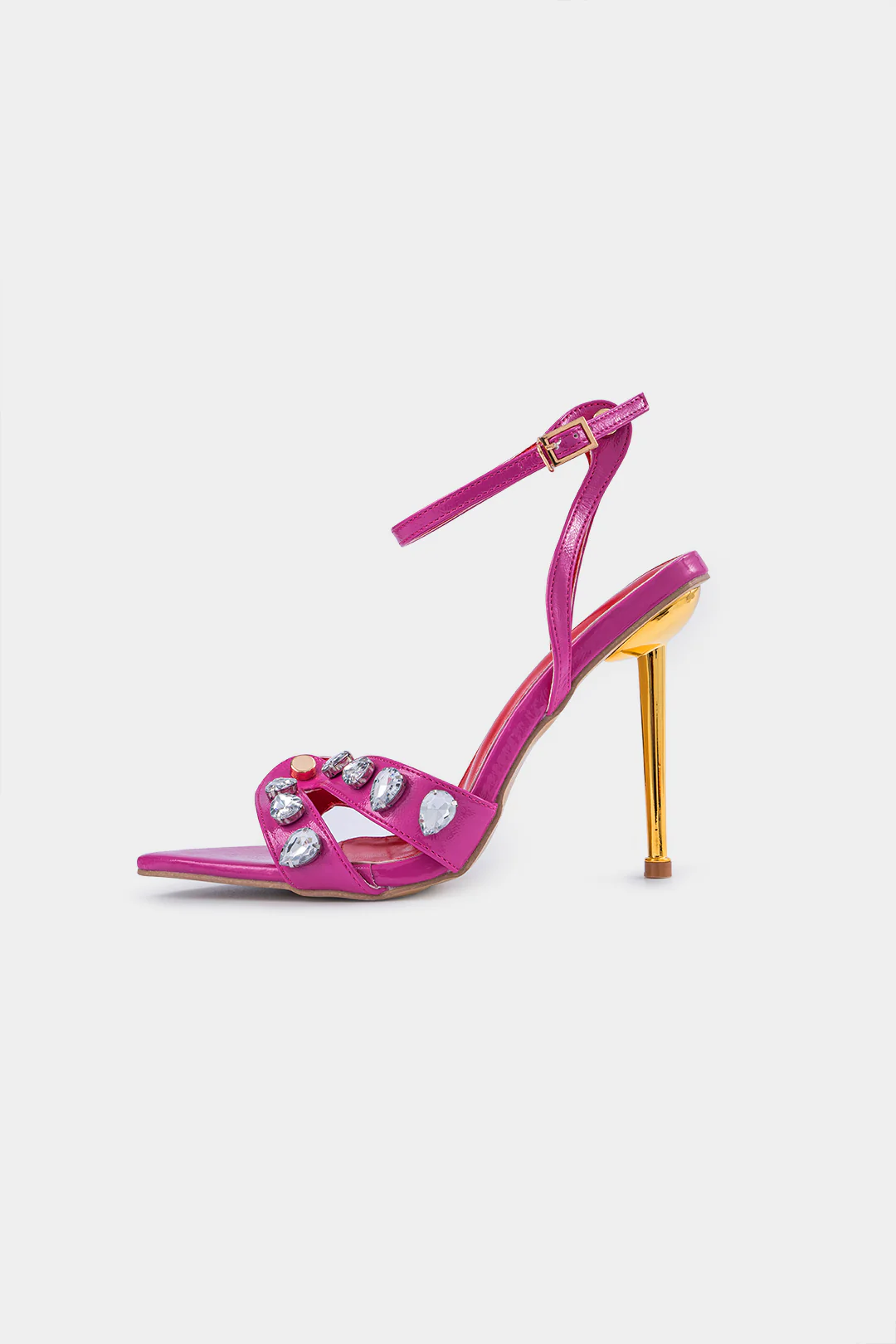 Metallic Decor Rhinestone Pointed Heels - Weenar