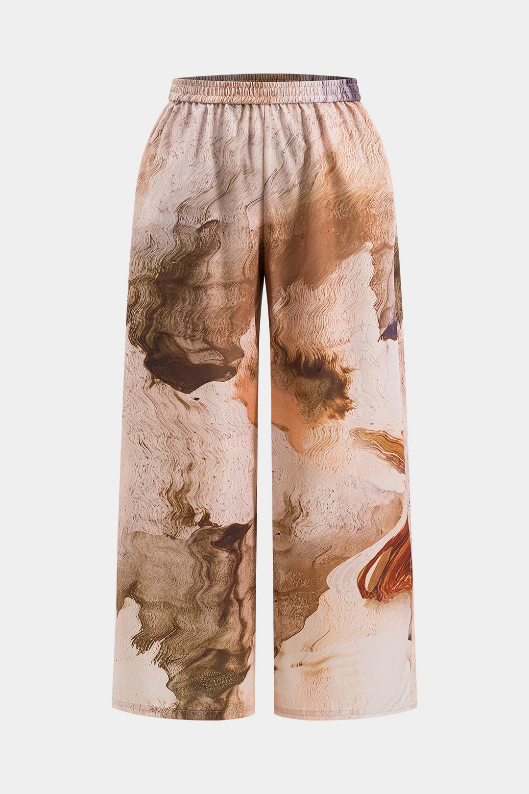 Plus Size Retro Print Wide Leg Trousers - Weenar