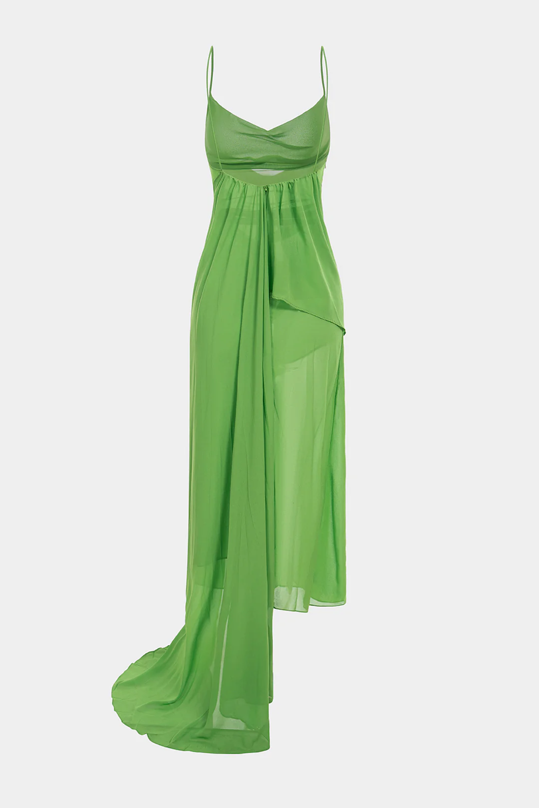 V-Neck Ruched Asymmetrical Backless Zipper Sleeveless Midi Dress - Weenar